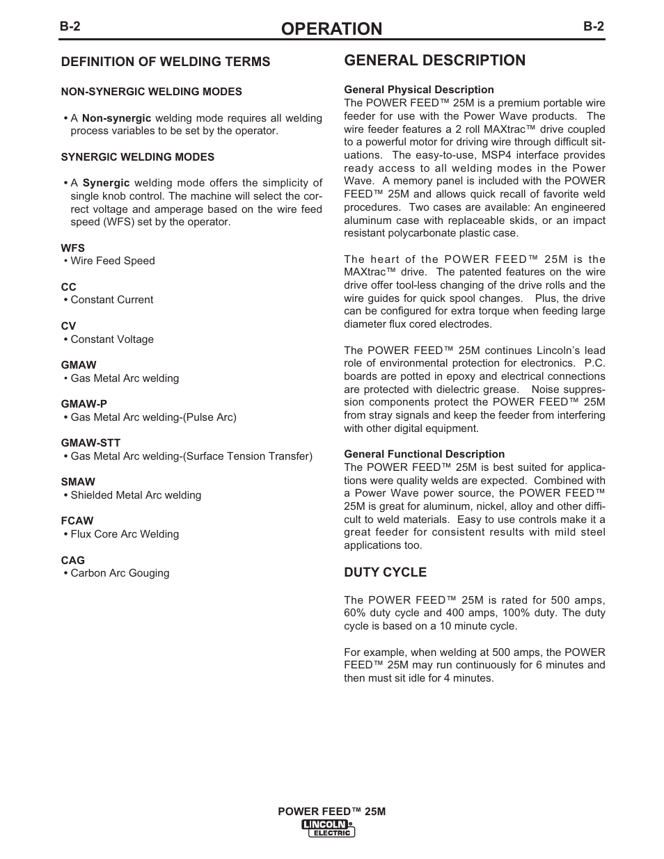 Operation, General description | Lincoln Electric IM892 POWER FEED 25M User Manual | Page 18 / 83