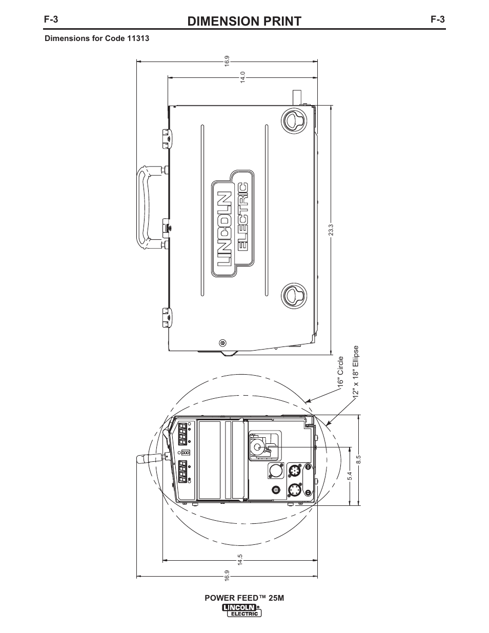 Dimension print | Lincoln Electric IM892 POWER FEED 25M User Manual | Page 79 / 83