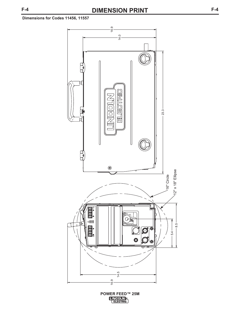 Dimension print | Lincoln Electric IM892 POWER FEED 25M User Manual | Page 80 / 83