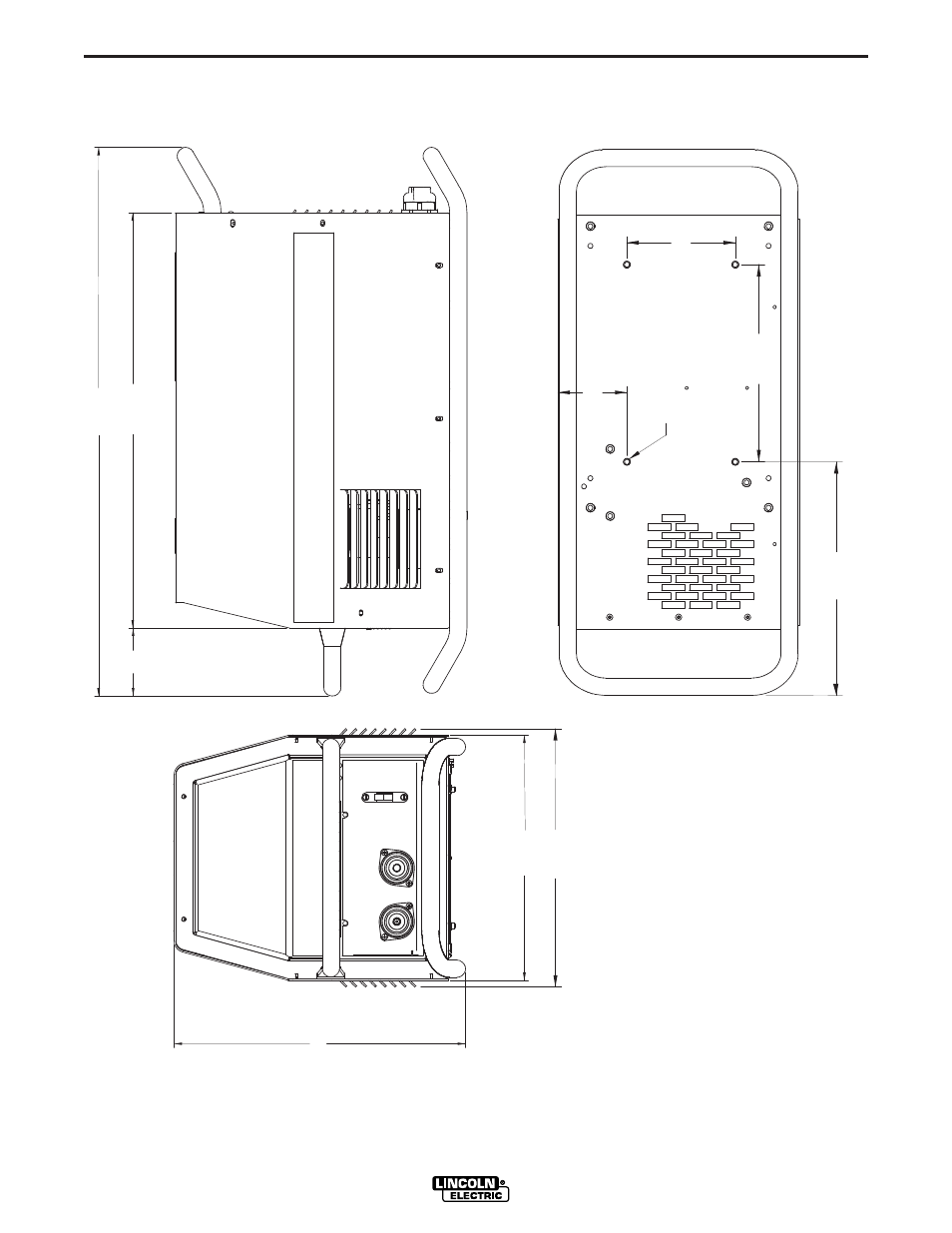 Dimension print | Lincoln Electric IM745 POWER WAVE 355 User Manual | Page 36 / 41