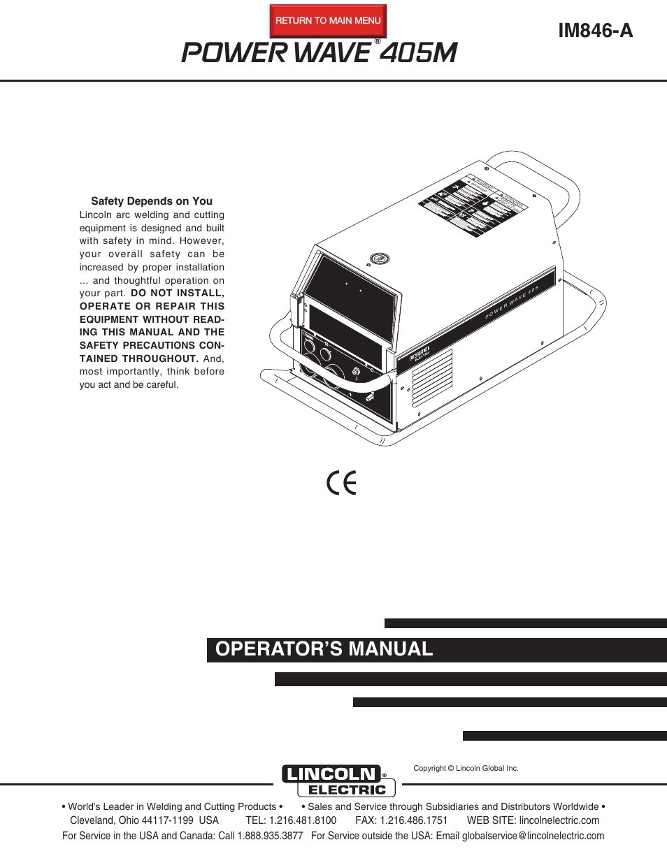 Lincoln Electric IM846 POWER WAVE 405M User Manual | 42 pages