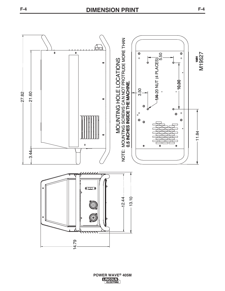 Dimension print | Lincoln Electric IM846 POWER WAVE 405M User Manual | Page 38 / 42