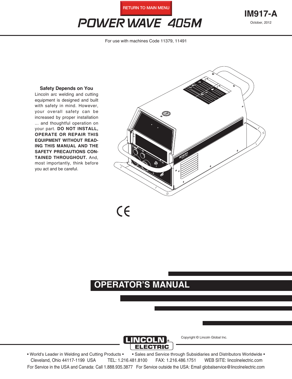 Lincoln Electric IM917 POWER WAVE 405M User Manual | 44 pages