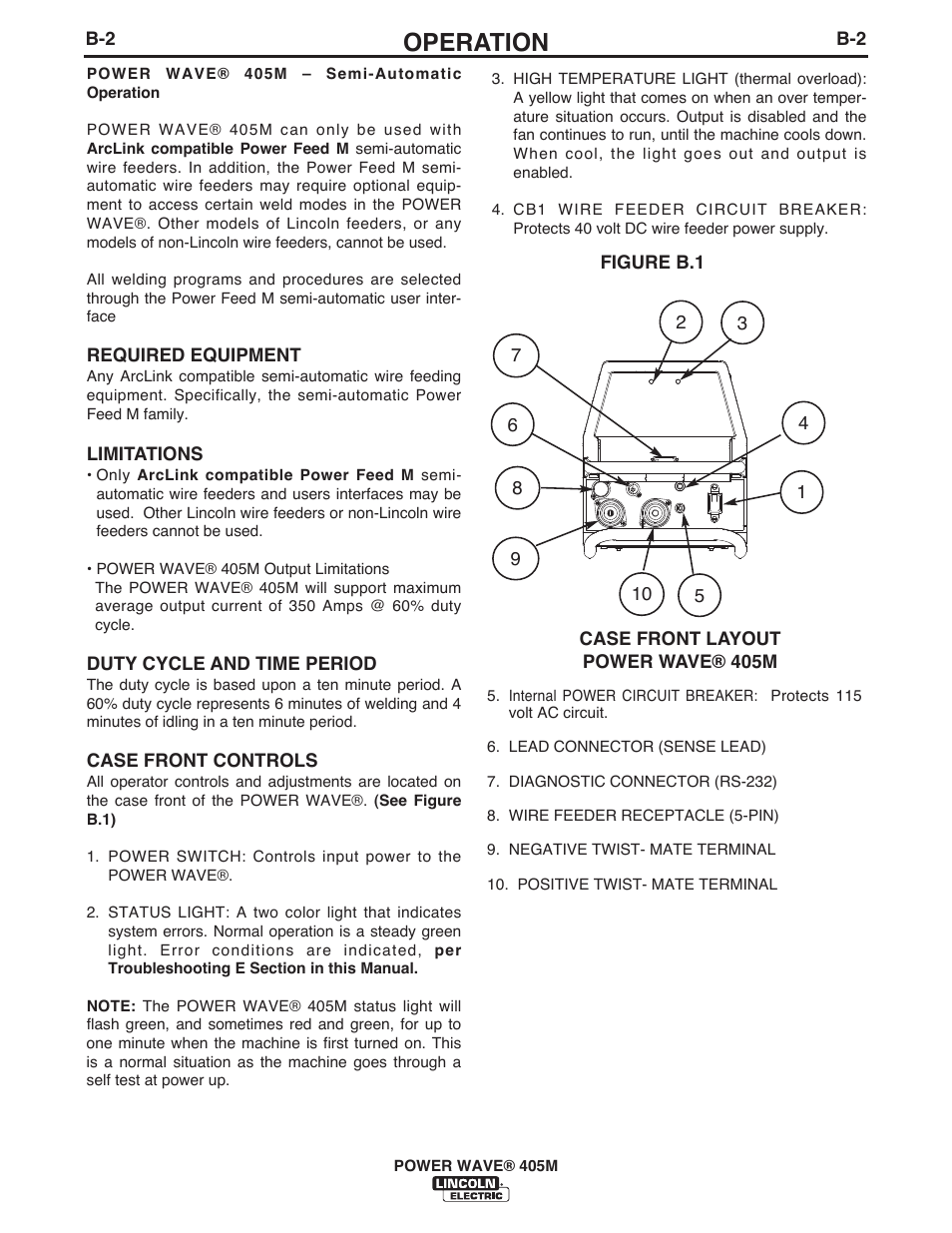 Operation | Lincoln Electric IM917 POWER WAVE 405M User Manual | Page 21 / 44