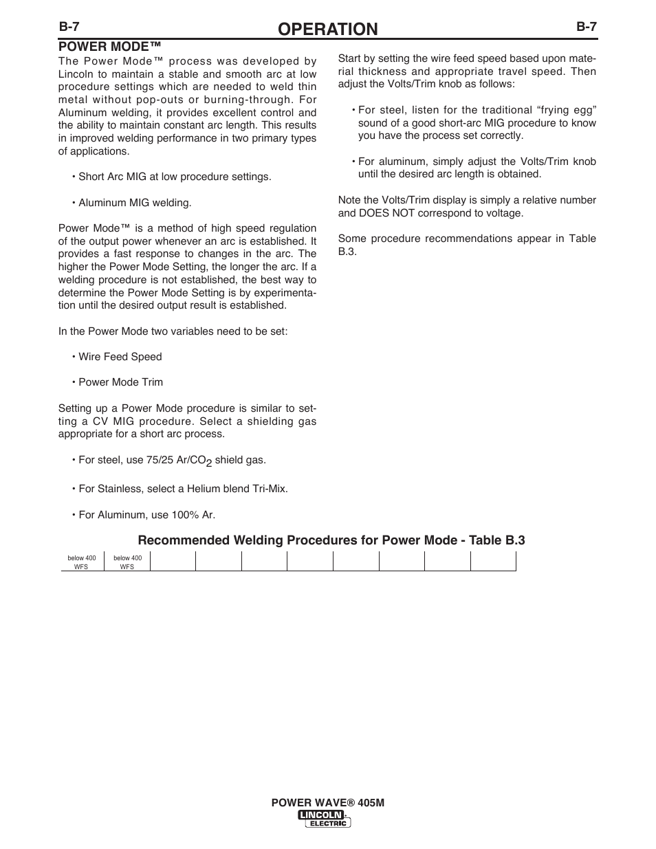 Operation | Lincoln Electric IM917 POWER WAVE 405M User Manual | Page 26 / 44