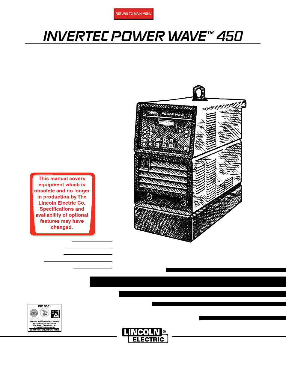 Lincoln Electric IM524 INVERTEC POWER WAVE 450 User Manual | 58 pages