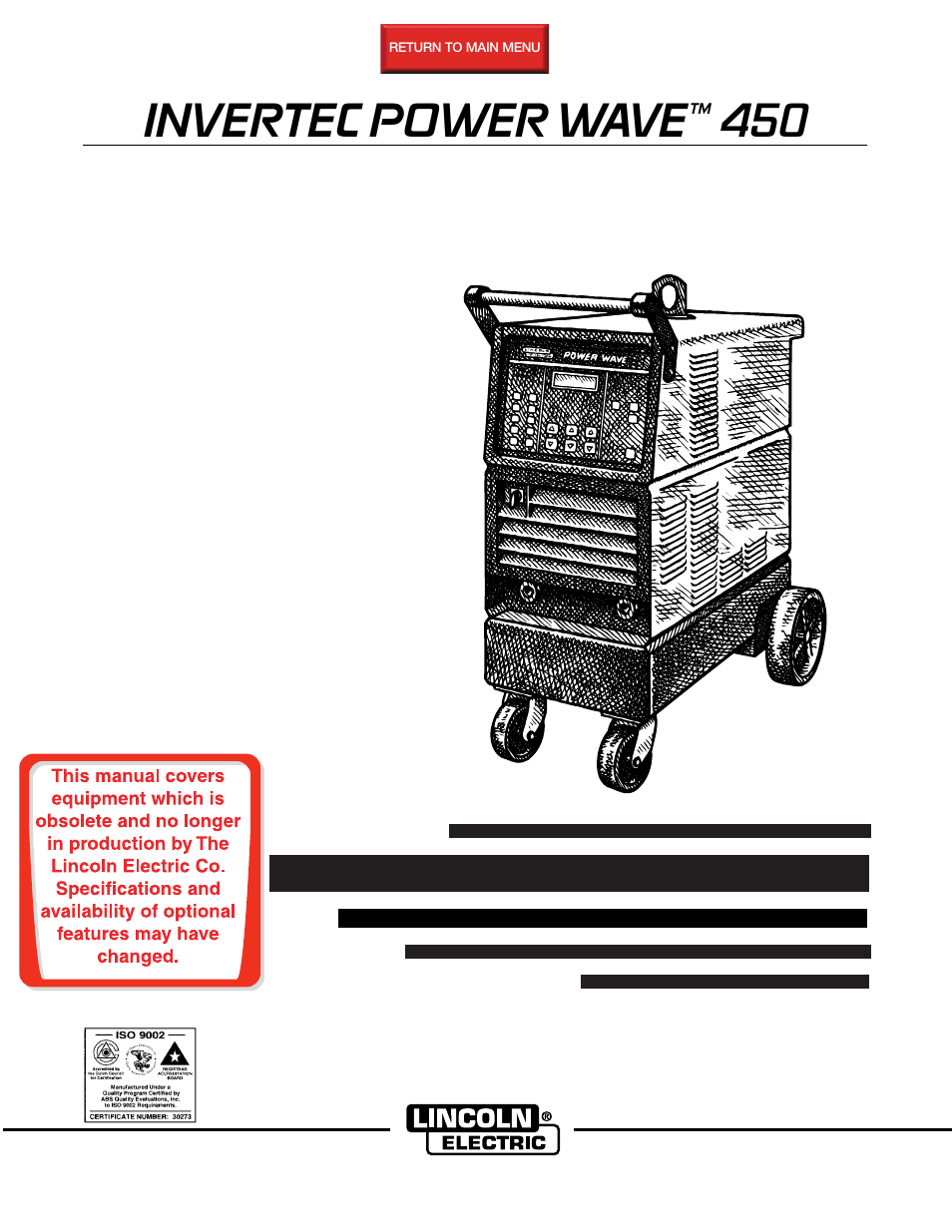 Lincoln Electric IM579 POWER WAVE 450 User Manual | 53 pages