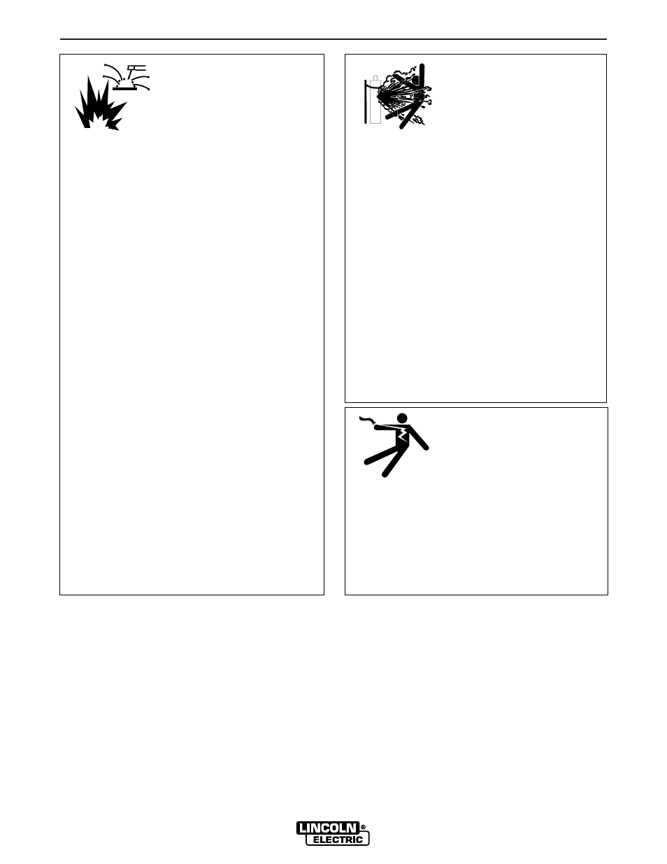 Safety, Welding sparks can cause fire or explosion, Cylinder may explode if damaged | For electrically pow- ered equipment | Lincoln Electric IM579 POWER WAVE 450 User Manual | Page 3 / 53