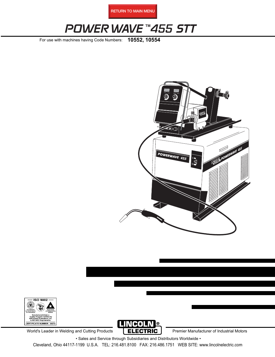 Lincoln Electric IM641 POWER WAVE 455STT User Manual | 33 pages