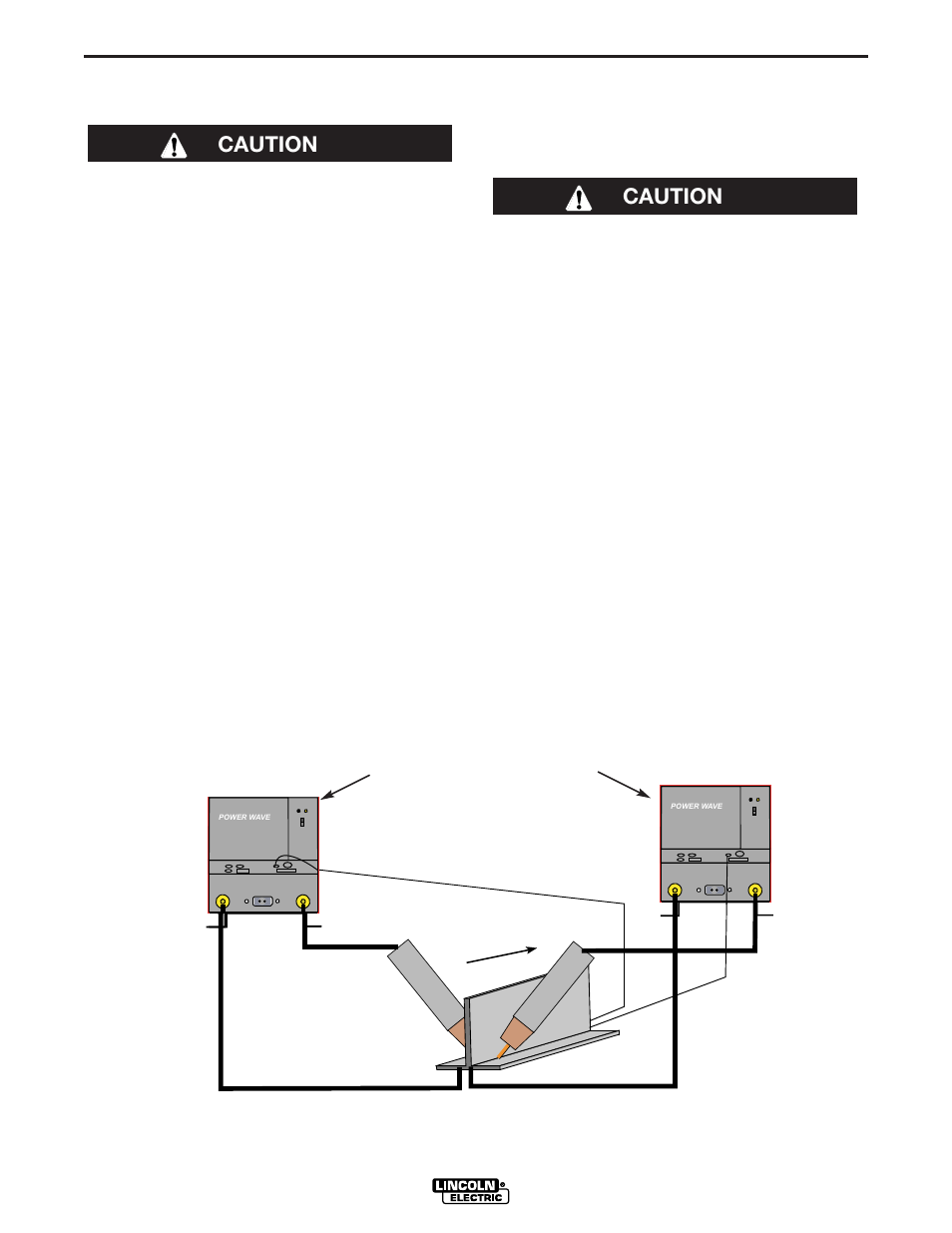 Installation, Welding with multiple power waves, Two power waves control cable specifications | Caution | Lincoln Electric IM807 POWER WAVE 455M User Manual | Page 18 / 42