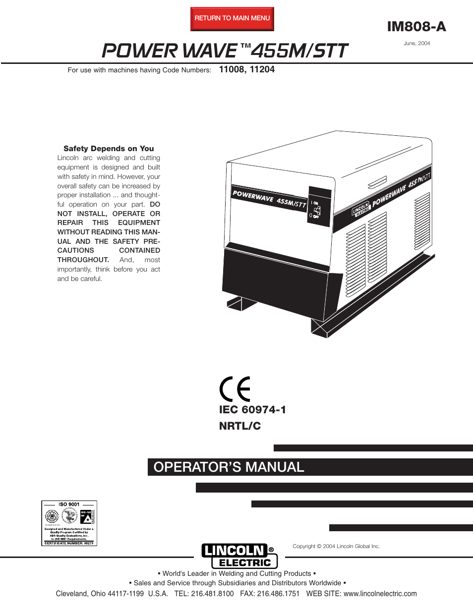 Lincoln Electric IM808 POWER WAVE 455M_STT User Manual | 46 pages