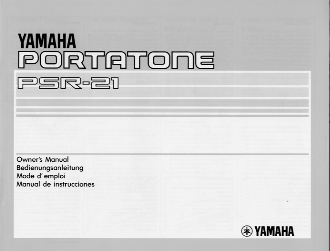 Yamaha PSR-21 User Manual | 20 pages