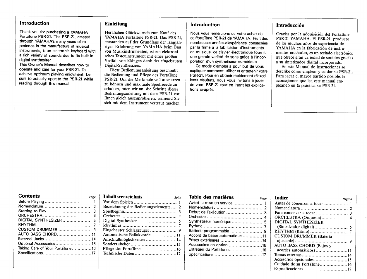 Yamaha PSR-21 User Manual | Page 2 / 20