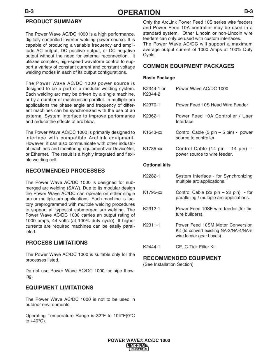 Operation | Lincoln Electric IM848 POWER WAVE AC_DC 1000 User Manual | Page 41 / 74
