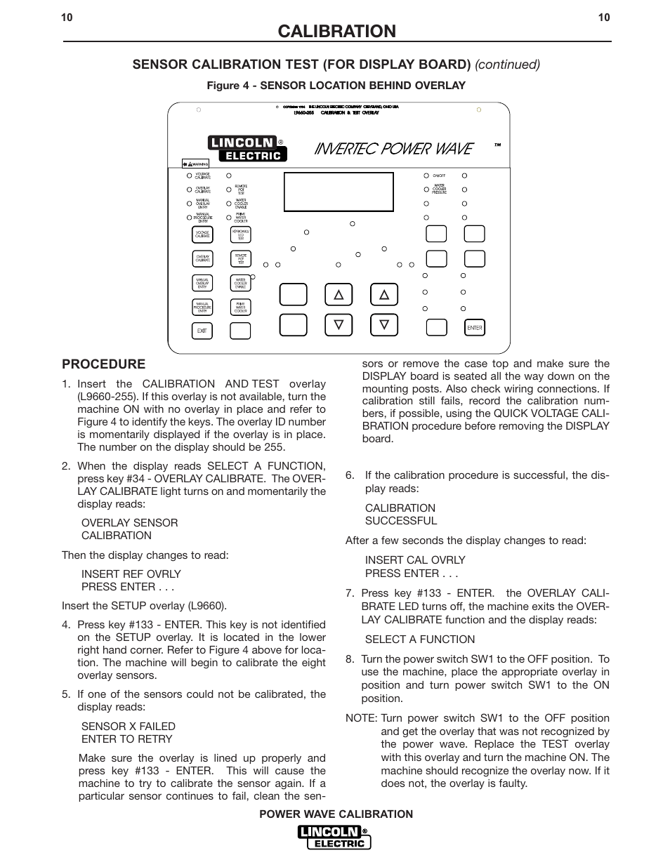 Calibration, Procedure | Lincoln Electric IM573 POWER WAVE CALIBRATION PROCEDURES User Manual | Page 10 / 32