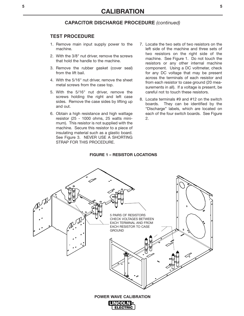 Calibration | Lincoln Electric IM573 POWER WAVE CALIBRATION PROCEDURES User Manual | Page 5 / 32