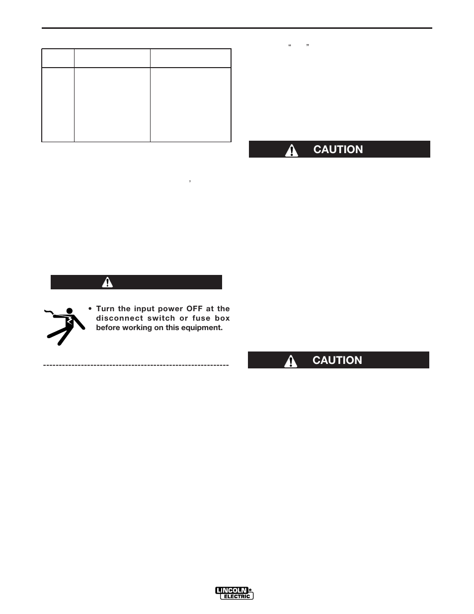 Installation, Warning caution caution | Lincoln Electric IM799 POWER WAVE F355i(CE) User Manual | Page 13 / 37