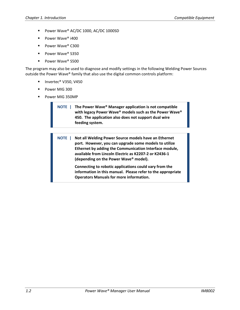 Lincoln Electric IM8002 POWER WAVE MANAGER User Manual | Page 16 / 128