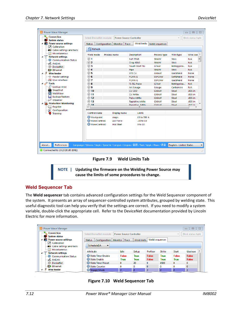 Weld sequencer tab | Lincoln Electric IM8002 POWER WAVE MANAGER User Manual | Page 54 / 128