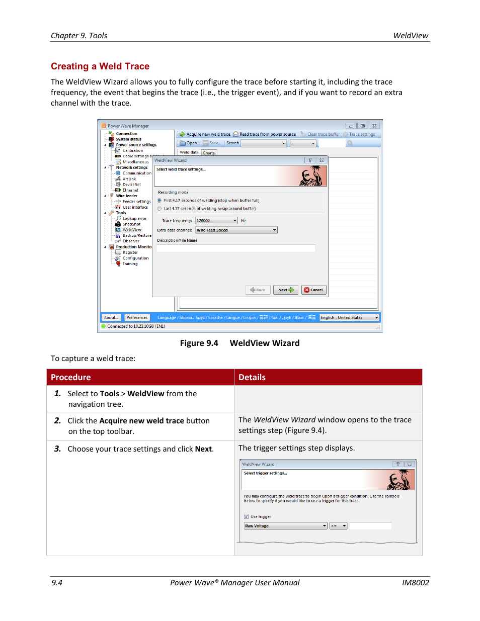 Creating a weld trace | Lincoln Electric IM8002 POWER WAVE MANAGER User Manual | Page 70 / 128