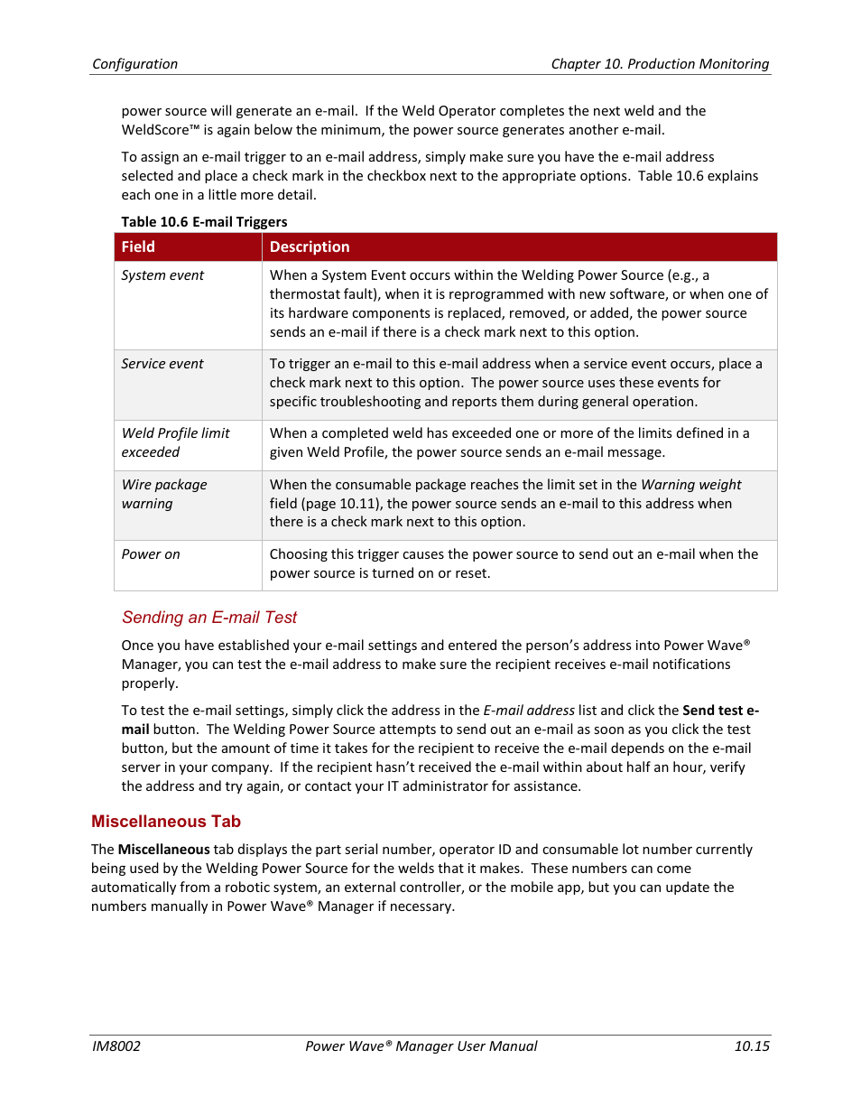 Miscellaneous tab | Lincoln Electric IM8002 POWER WAVE MANAGER User Manual | Page 93 / 128