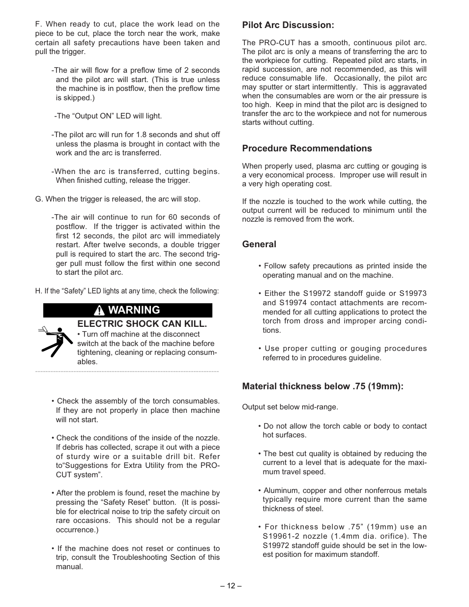 Warning | Lincoln Electric IM491 PRO-CUT 125 User Manual | Page 12 / 40