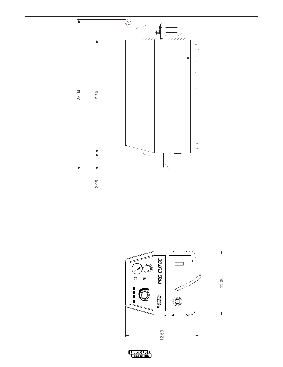 Dimension print pr o-cut 55, Diagrams, Pro-cut 55 | Lincoln Electric IM590 PRO-CUT 55 User Manual | Page 31 / 35