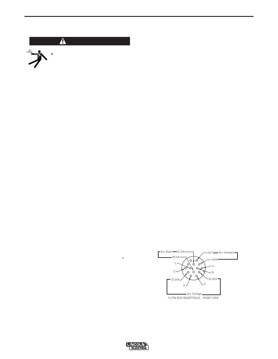 Operation, Machine interface, Warning | Arc start, Arc initiated, Arc voltage | Lincoln Electric IM595 PRO-CUT 60 User Manual | Page 20 / 39