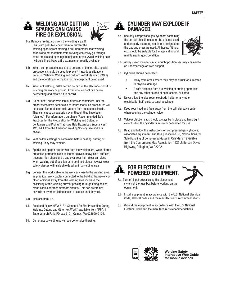 Cylinder may explode if damaged, For electrically powered equipment | Lincoln Electric IM8001 PRODUCTION MONITORING 2.2 User Manual | Page 5 / 136