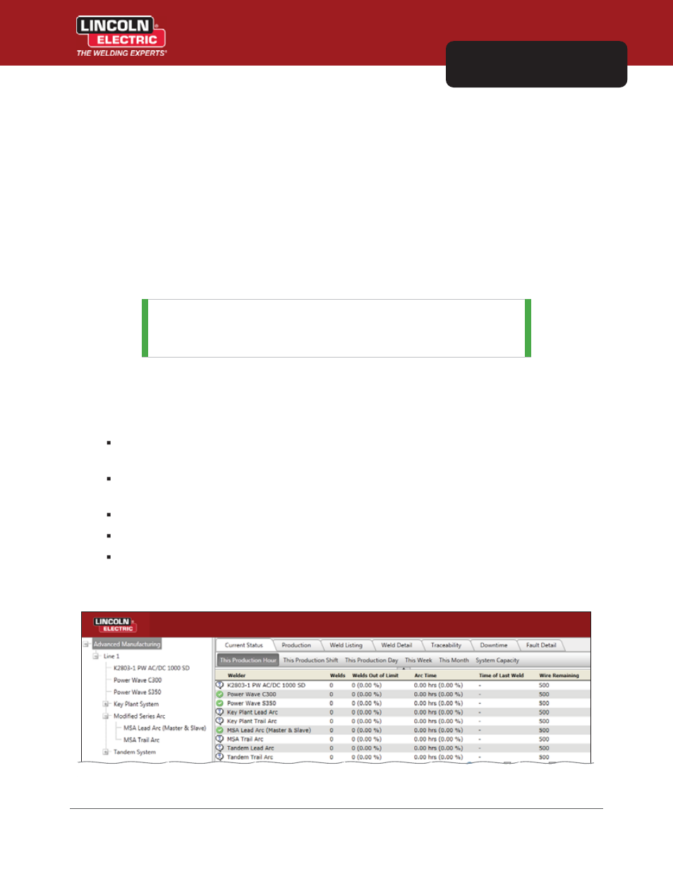 Chapter 5 using production monitoring, Launching production monitoring, Overview of the application | Lincoln Electric IM8001 PRODUCTION MONITORING 2.2 User Manual | Page 74 / 136