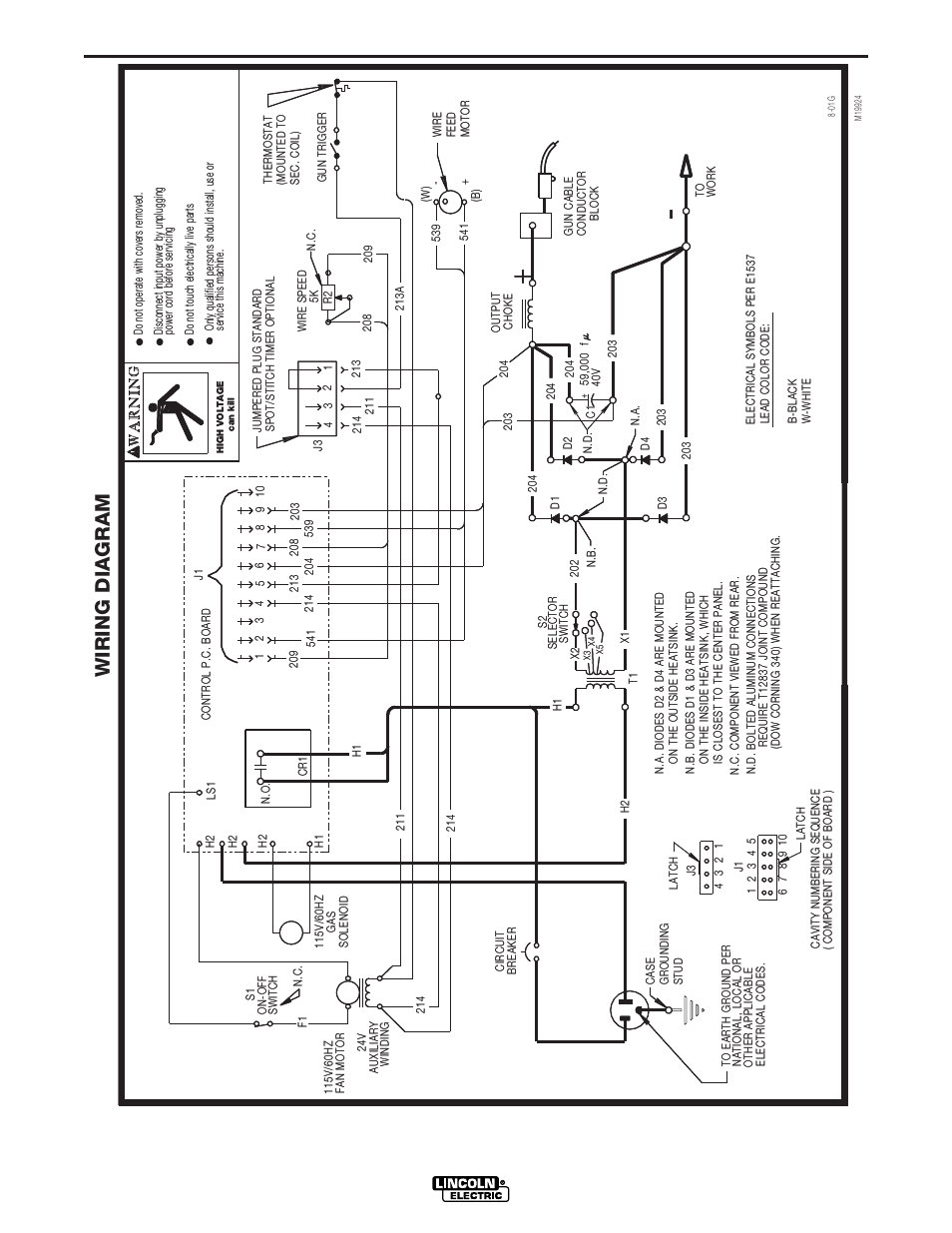 Diagrams, Pro-mig 135, Wiring diagram | Lincoln Electric IM740 PRO-MIG 135 User Manual | Page 42 / 48