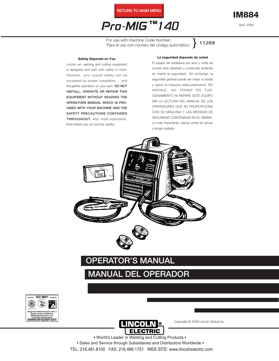 Lincoln Electric IM884 PRO-MIG 140 User Manual | 66 pages