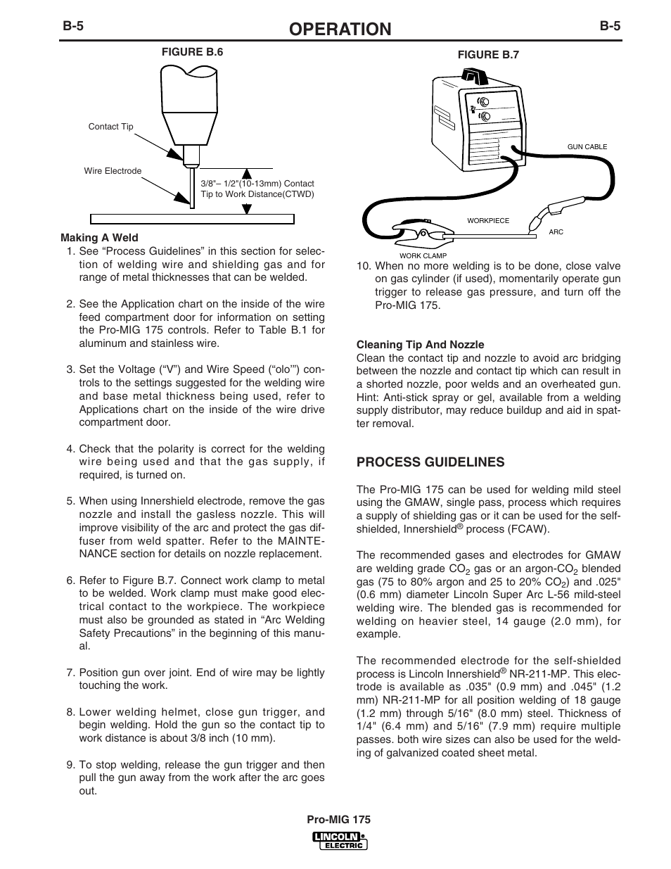 Operation, Process guidelines | Lincoln Electric IM810 PRO-MIG 175 User Manual | Page 18 / 36