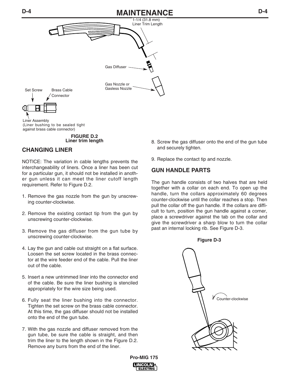 Maintenance | Lincoln Electric IM810 PRO-MIG 175 User Manual | Page 26 / 36