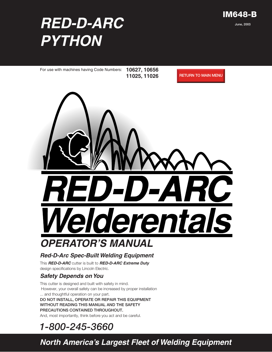 Lincoln Electric IM648 RED-D-ARC PYTHON User Manual | 37 pages