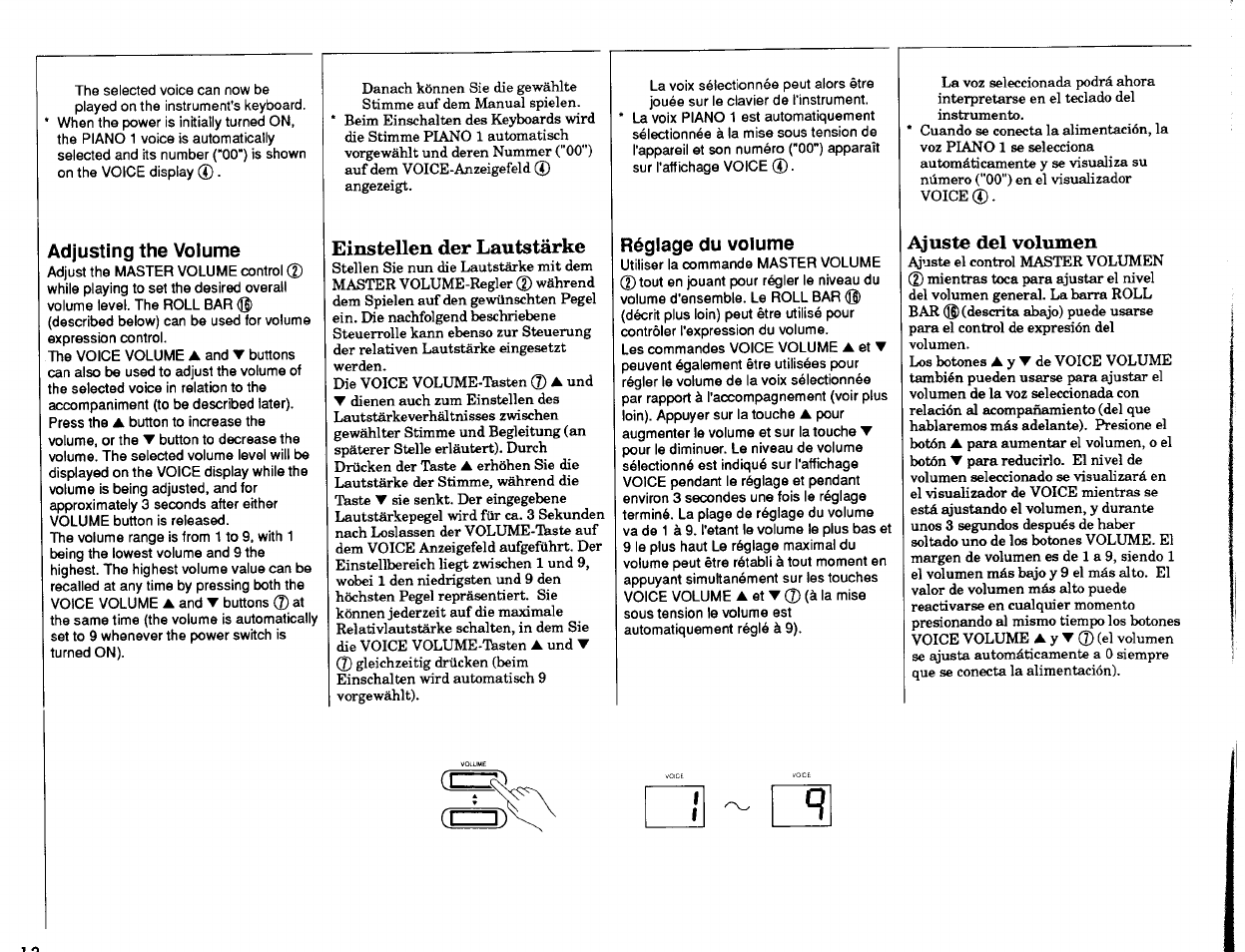 Adjusting the volume, Einstellen der lautstärke, Réglage du volume | Ajuste del volumen | Yamaha PSR-2500 User Manual | Page 14 / 68