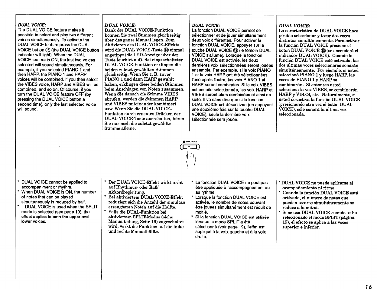 Dual voice | Yamaha PSR-2500 User Manual | Page 17 / 68