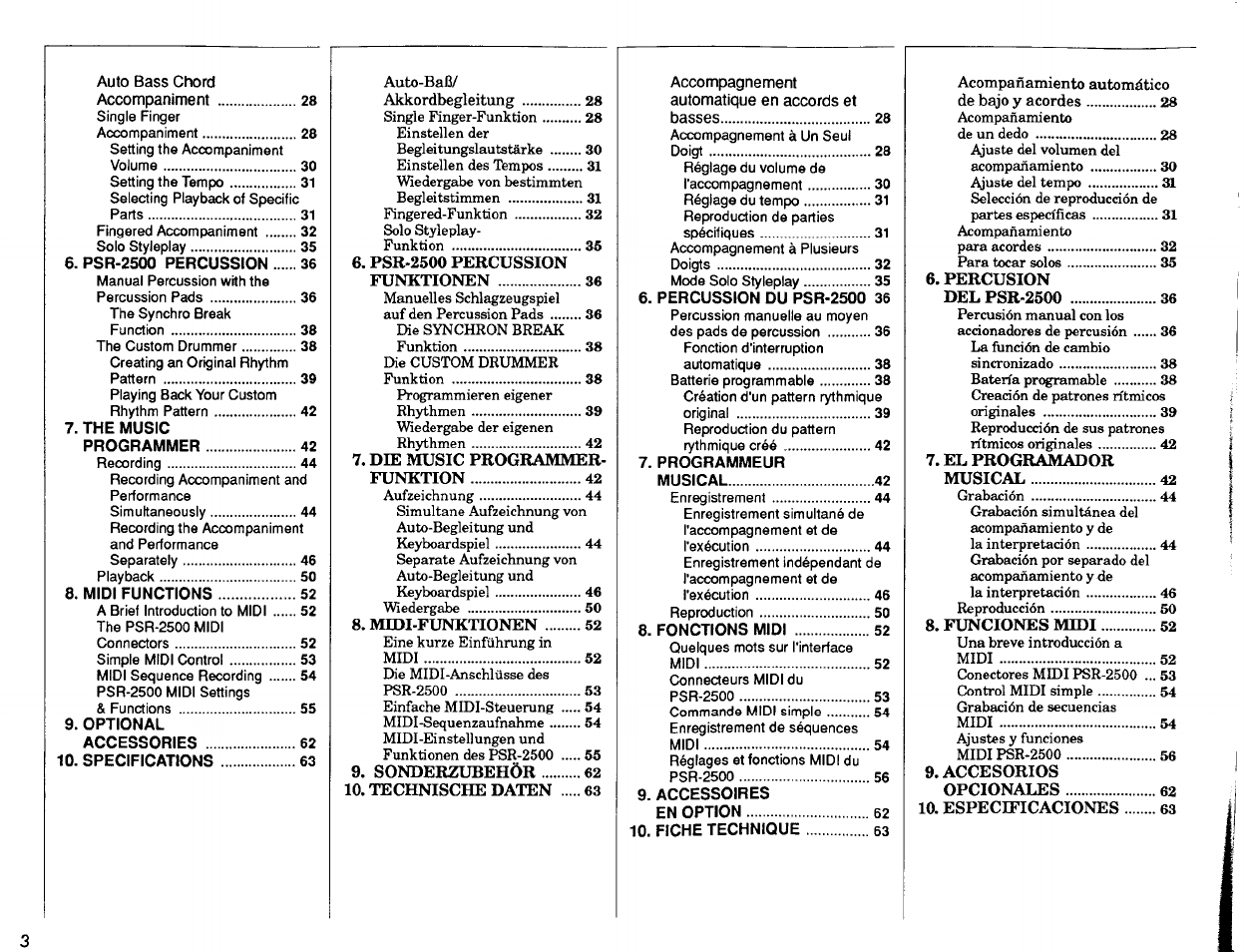 Yamaha PSR-2500 User Manual | Page 4 / 68