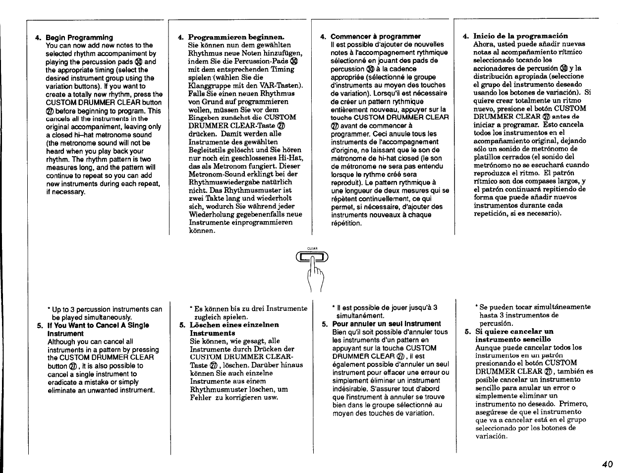Begin programming, Commencer à programmer, If you want to cancel a single instrument | Pour annuler un seul instrument | Yamaha PSR-2500 User Manual | Page 41 / 68