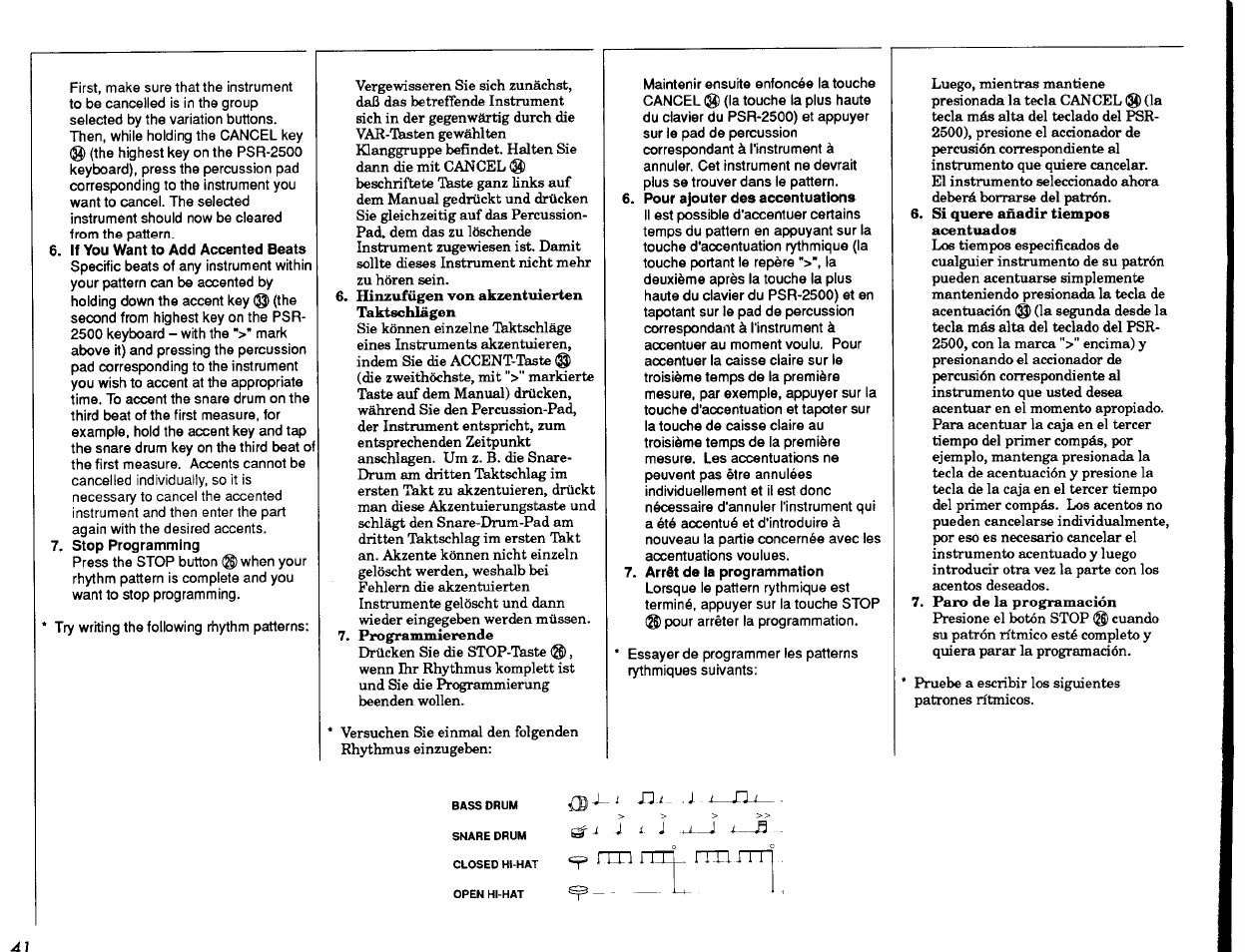 Yamaha PSR-2500 User Manual | Page 42 / 68