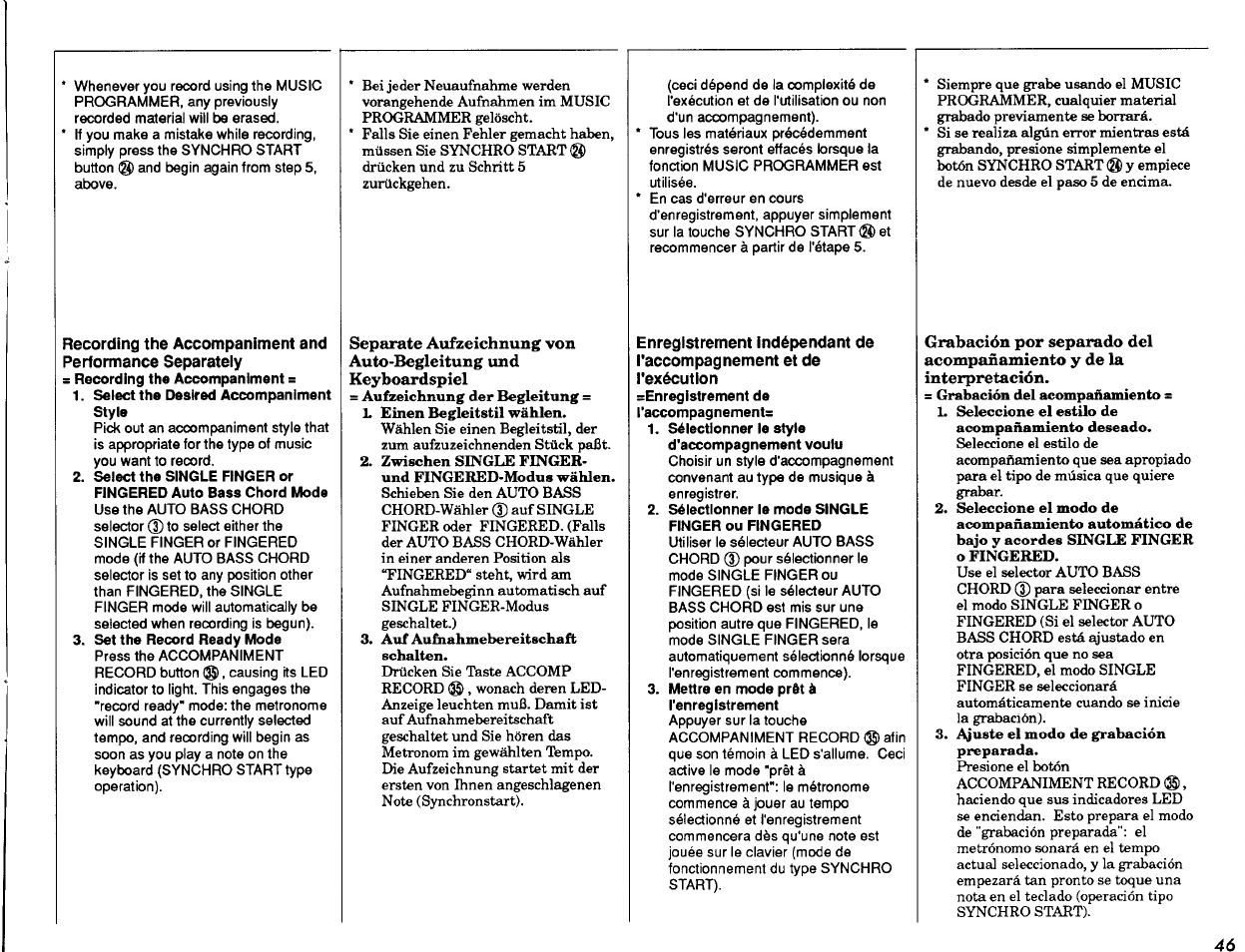 Select the desired accompaniment styie, Sélectionner le mode single finger ou fingered | Yamaha PSR-2500 User Manual | Page 47 / 68