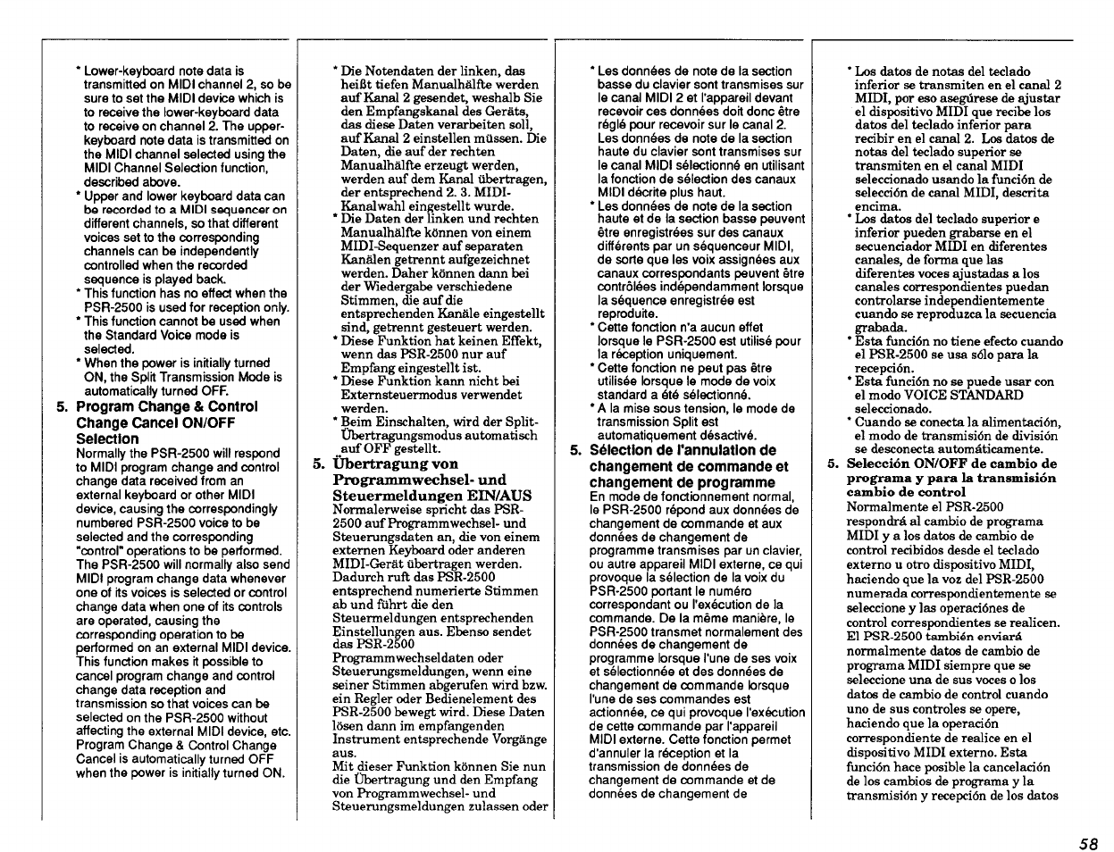 Übertragung von | Yamaha PSR-2500 User Manual | Page 59 / 68