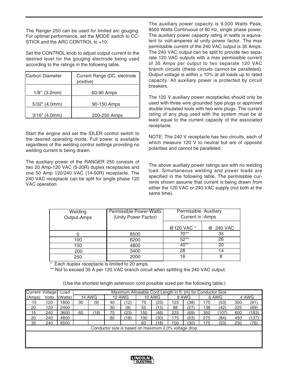 Operation | Lincoln Electric IM833 RANGER 250G User Manual | Page 23 / 49