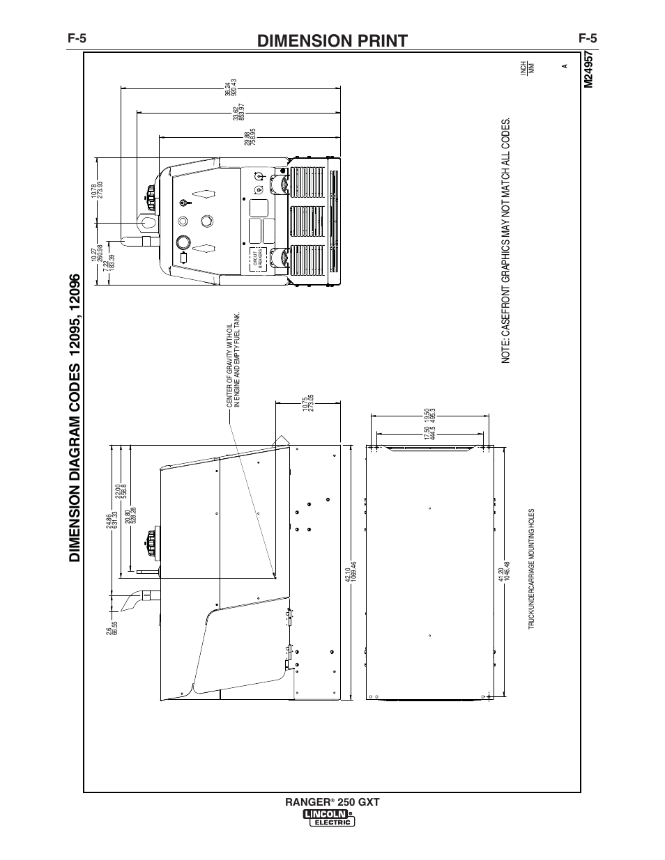 Dimension print, Ranger | Lincoln Electric IM921 RANGER 250 GXT User Manual | Page 34 / 76