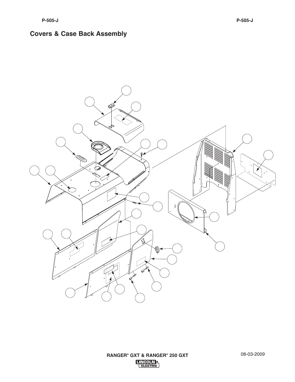 Covers & case back assembly | Lincoln Electric IM921 RANGER 250 GXT User Manual | Page 52 / 76