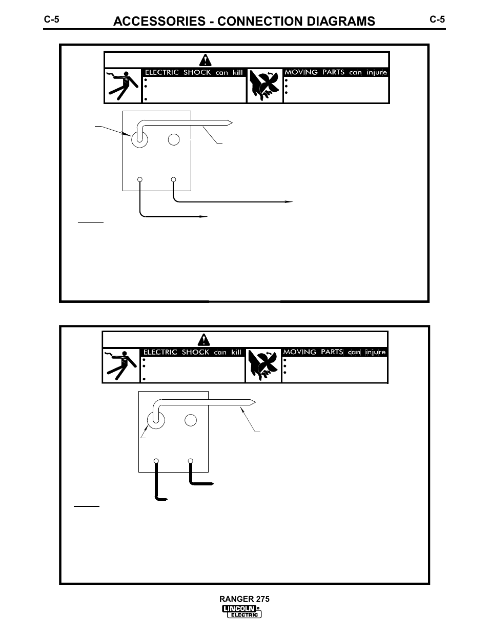 Accessories - connection diagrams, Warning, Ranger 275 | Lincoln Electric IM606 RANGER 275 User Manual | Page 31 / 50