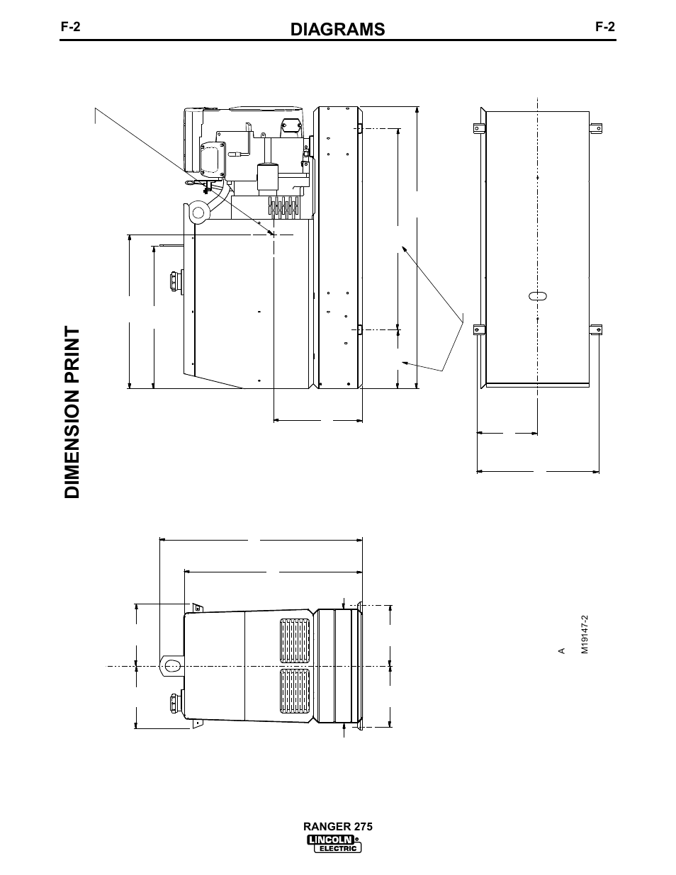 Dimension print, Diagrams, Ranger 275 | Lincoln Electric IM606 RANGER 275 User Manual | Page 45 / 50