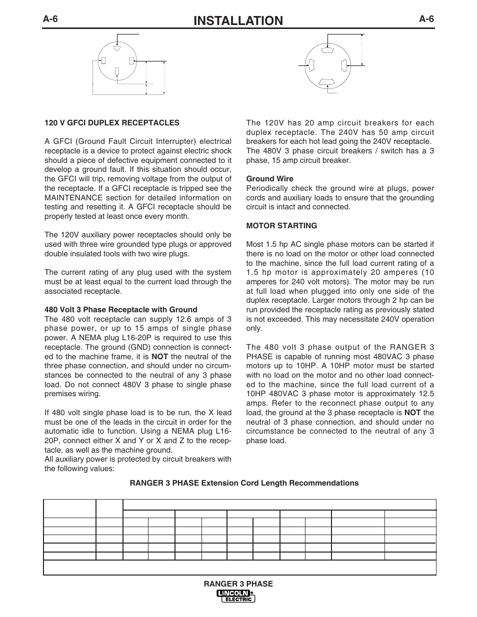 Installation | Lincoln Electric IM831 RANGER 3 PHASE User Manual | Page 13 / 36