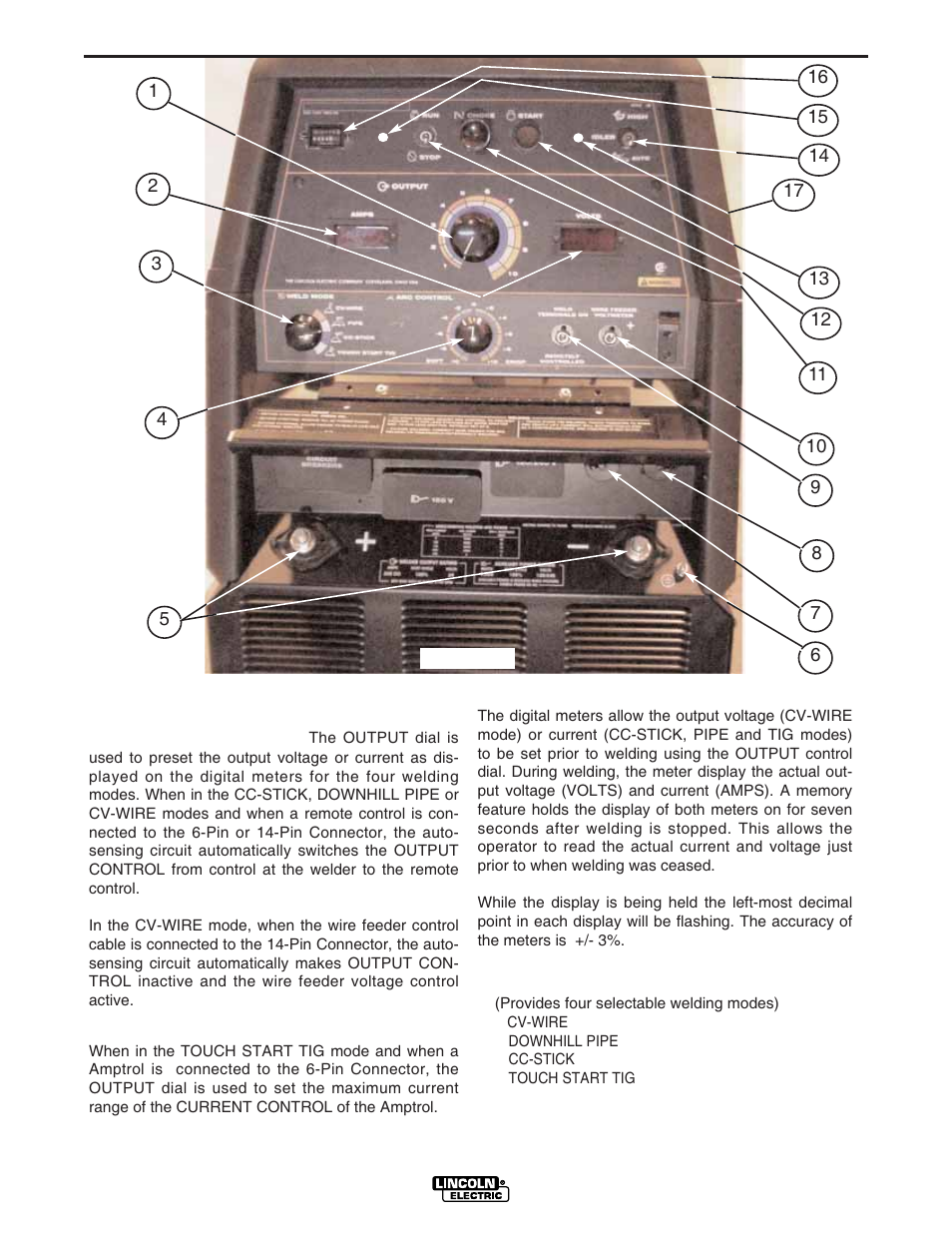 Operation, Welding controls | Lincoln Electric IM730 RANGER 305 D User Manual | Page 18 / 54