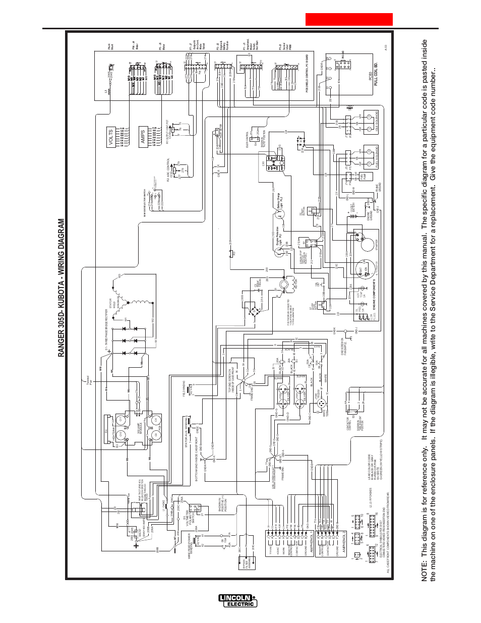 Diagrams, F-12, Ranger 3 05 d - kubot a - w iri ng di agram | G4250, Ranger 305d, Enhanced diagram, Am ps, Volt s | Lincoln Electric IM730 RANGER 305 D User Manual | Page 48 / 54